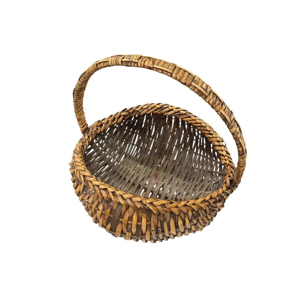 Vintage‎ Woven Buttocks Basket Rustic Primitive Wicker Gathering Farmhouse Decor